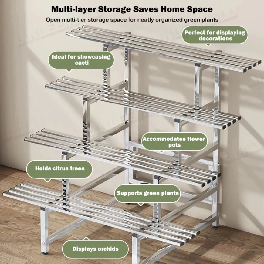 Rustproof Stainless Plant Stand Multi-layer Garden Rack Organizer - 2/3/4 Layer
