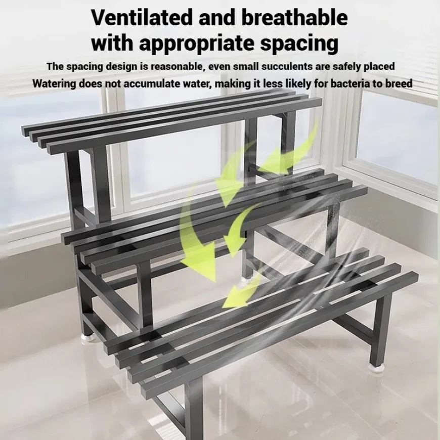 Carbon Steel Garden Plant Stand Flower Rack - 2/3/4 Layer
