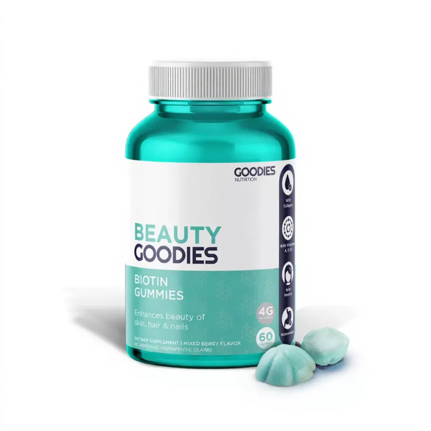 GOODIES NUTRITION Biotin Gummies – 1 bottle (60) – For healthier skin, hair, and nails