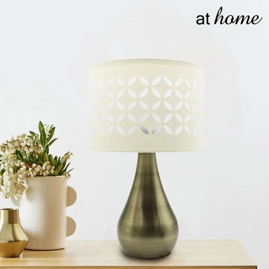 At Home Deluxe Laurent Nordic Metal Table Lamp w/ Linen Shade