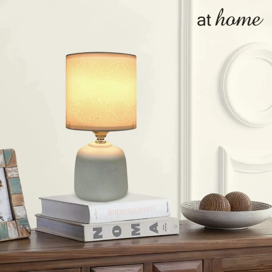 At Home Zachary Nordic Ceramic Table Lamp with Linen Shade