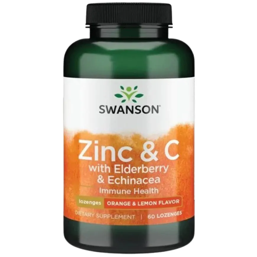 Swanson Zinc & C Lozenges With Elderberry & Echinacea-Orange & Lemon 60 Lozenges Immune Health