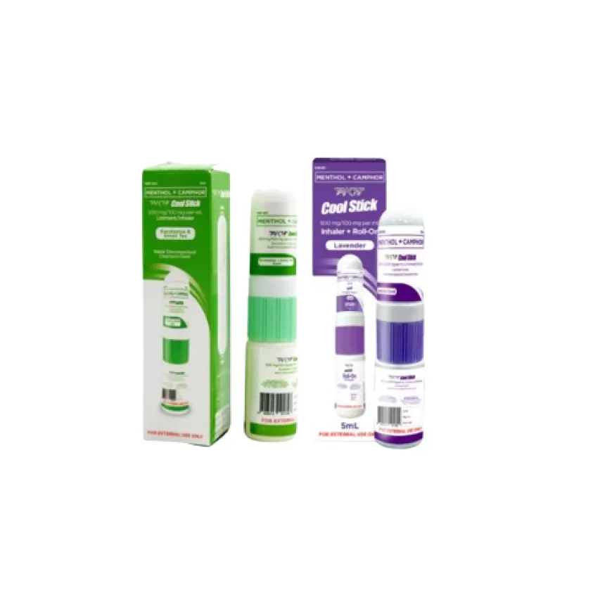 Tai Chi Cool Stick Inhaler + Roll-on Liniment Lavender Scent | Eucalyptus Scent | Nasal Decongestant