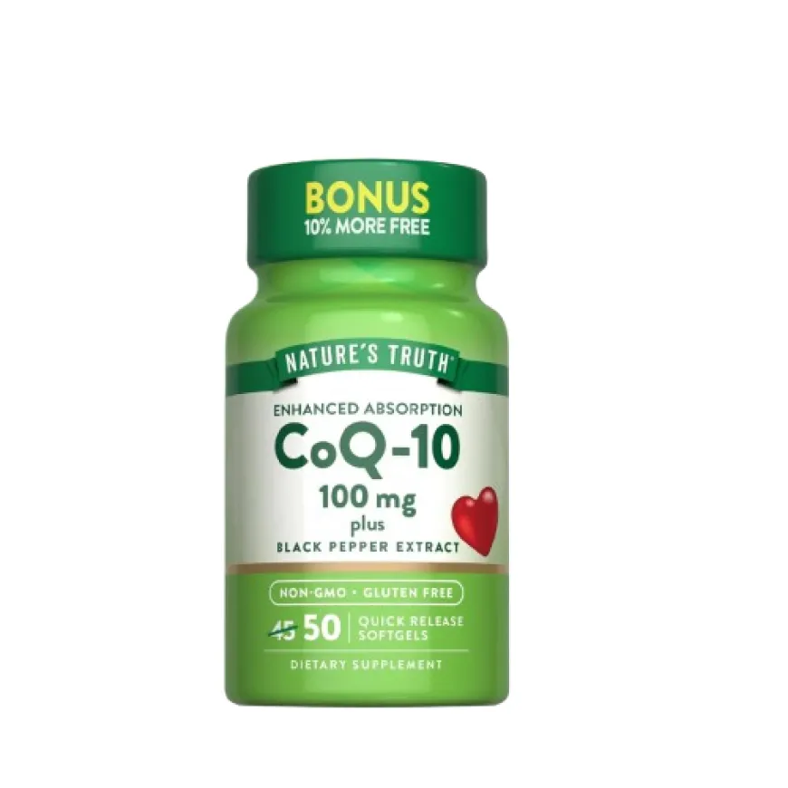 Nature's Truth Enhanced Absorption CoQ10 100mg - 50 Softgels - Plus Black Pepper Extract, Non-GMO