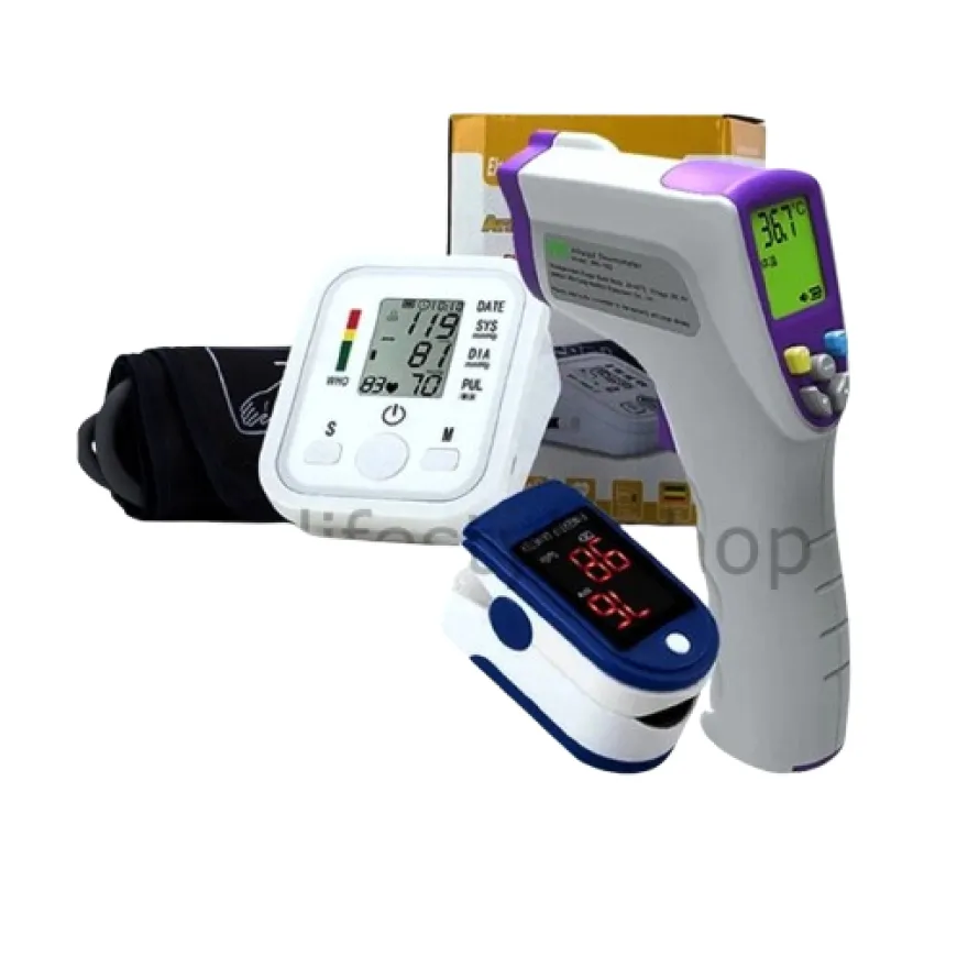 BUNDLE) 3in1 Blood Pressure Monitor Arm Style + Fingertip Pulse Oximeter + + Digital Thermometer