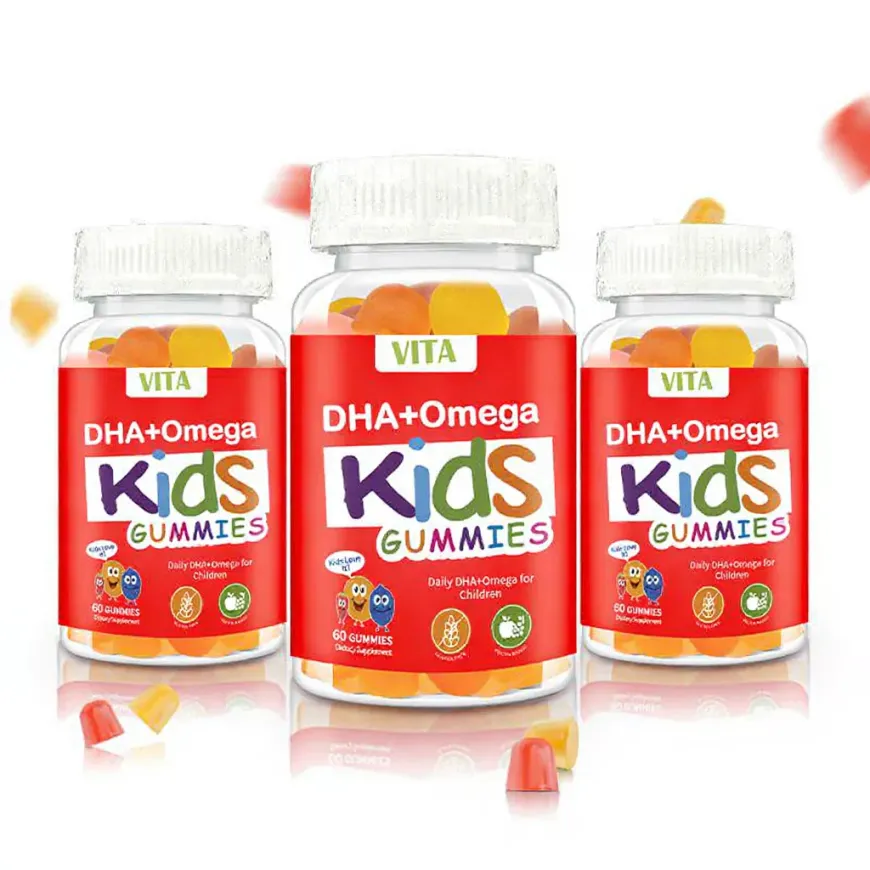 VITA OMEGA + DHA for Kids Gummies Zinc C Vitamins & Probiotics for Brain Development Immune Boosts