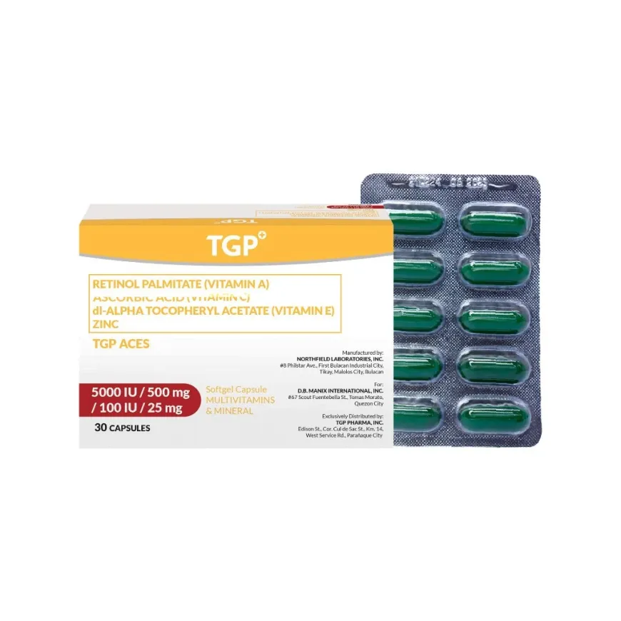 1 BOX TGP ACES Multi-Vitamins (Vit A, Vit C, Vit E) + Minerals (Zinc) 25mg 30 Softgel Capsules